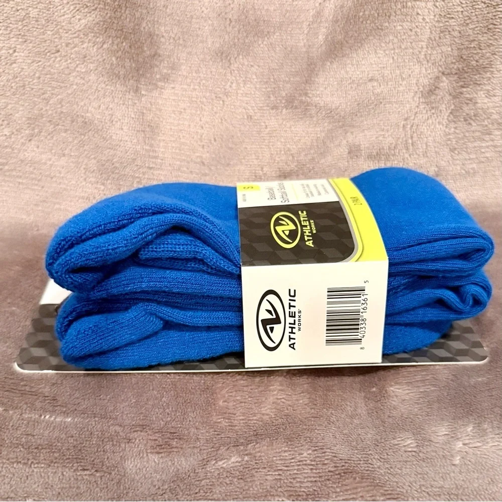 Athletics Works Blue Baseball/ Softball unisex youth size small 2-pk socks